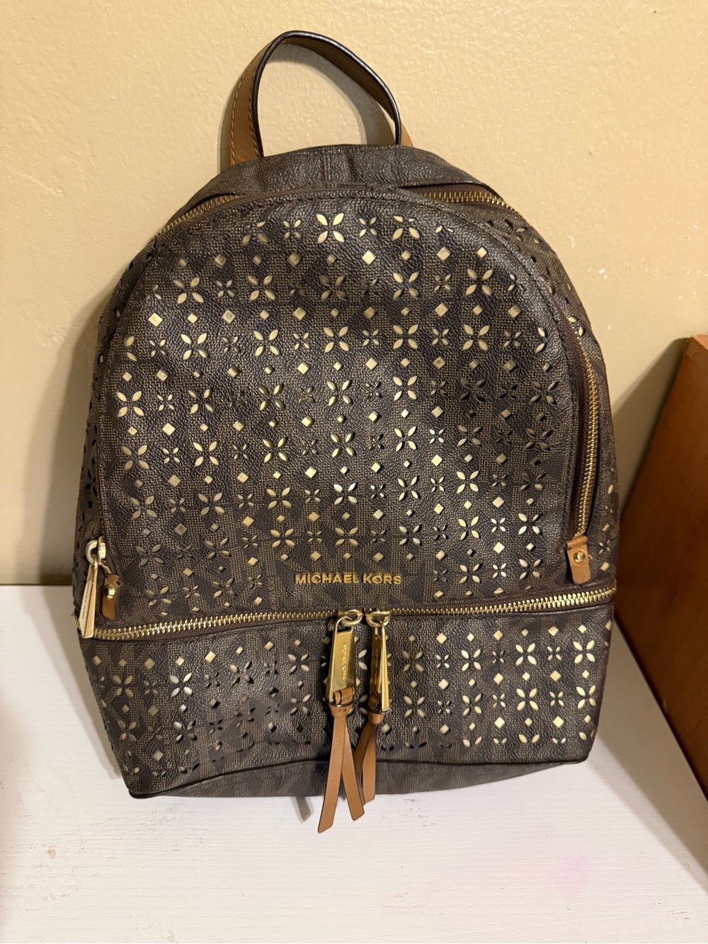 Michael Kors Dark Brown
Backpack with Gold Accents